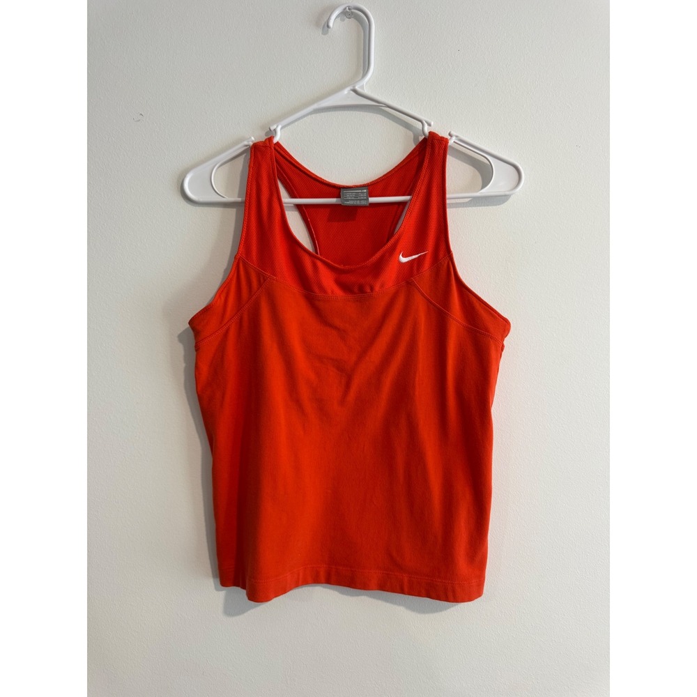 Nike Racerback Tank Top Girls Large 12-14 Orange‎ Mesh Back Swoosh Logo